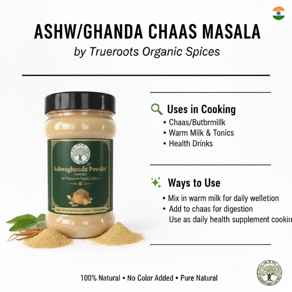 Trueroots Organic Spices Natural Spices Ashwagandha Chaas Masala Powder | Ashwagandha Chaas Mix | No Additives