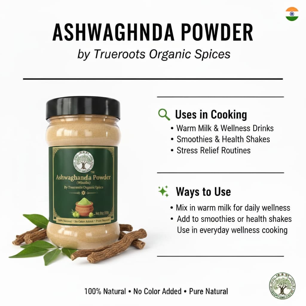 Trueroots Organic Spices Natural Spices Ashwagandha Powder | Withania Somnifera | No Additives