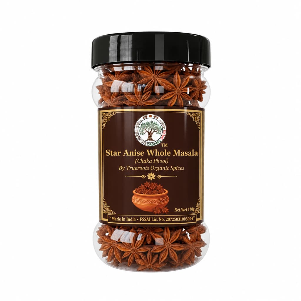 Trueroots Organic Spices Star Anise Whole Masala Chaka Phool Jar 140g