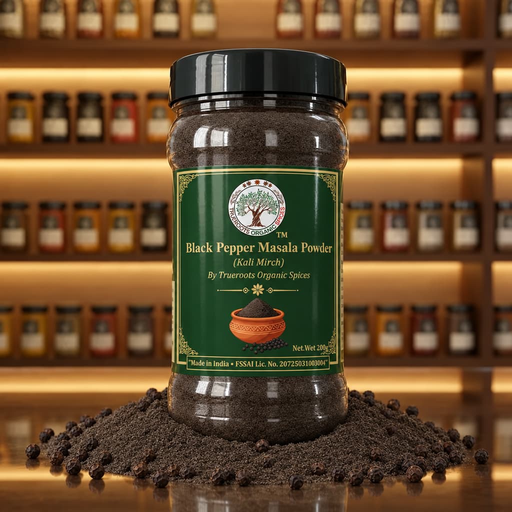 Trueroots Organic Spices Black Pepper Masala Powder Kali Mirch Jar