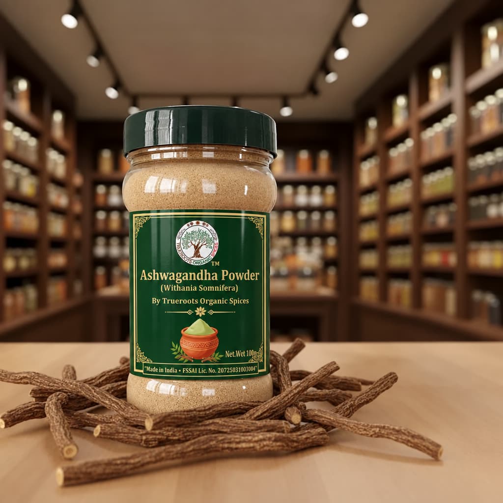 Trueroots Organic Spices Ashwagandha Powder Jar