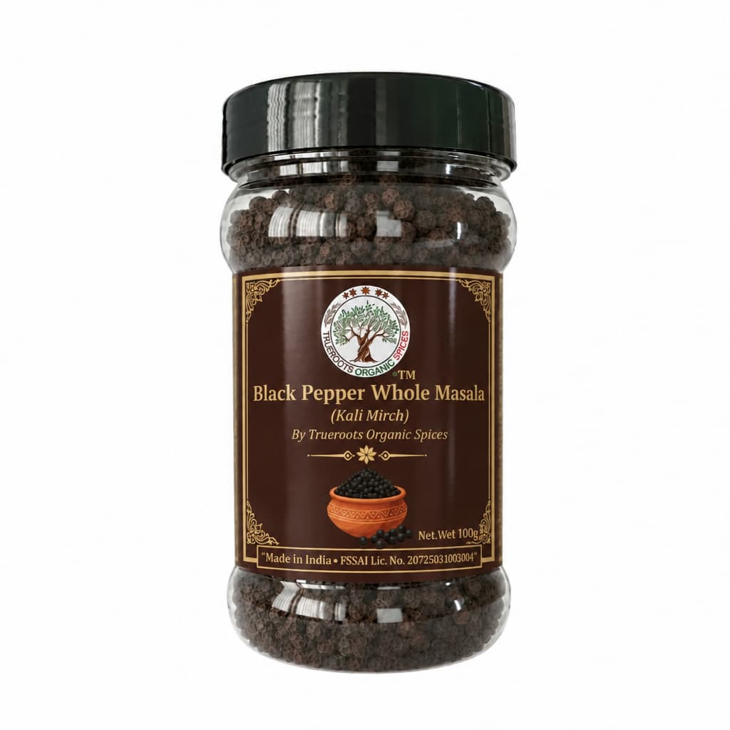 Trueroots Organic Spices Black Pepper Whole Masala Kali Mirch Jar
