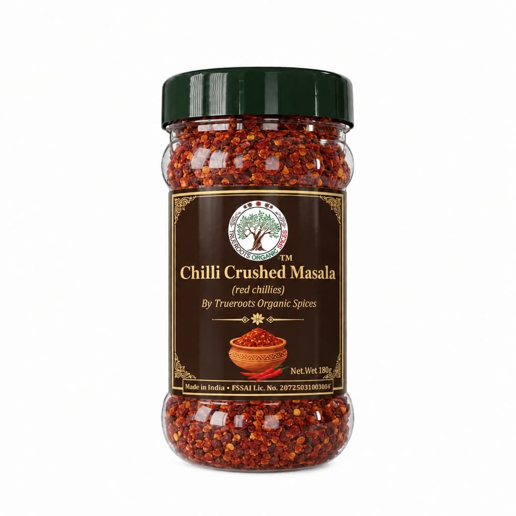 Trueroots Organic Spices Chilli Crushed Masala Red Chillies Jar