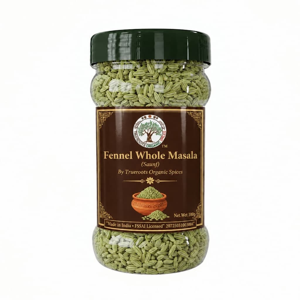 Trueroots Organic Spices Fennel Whole Masala Saunf Jar