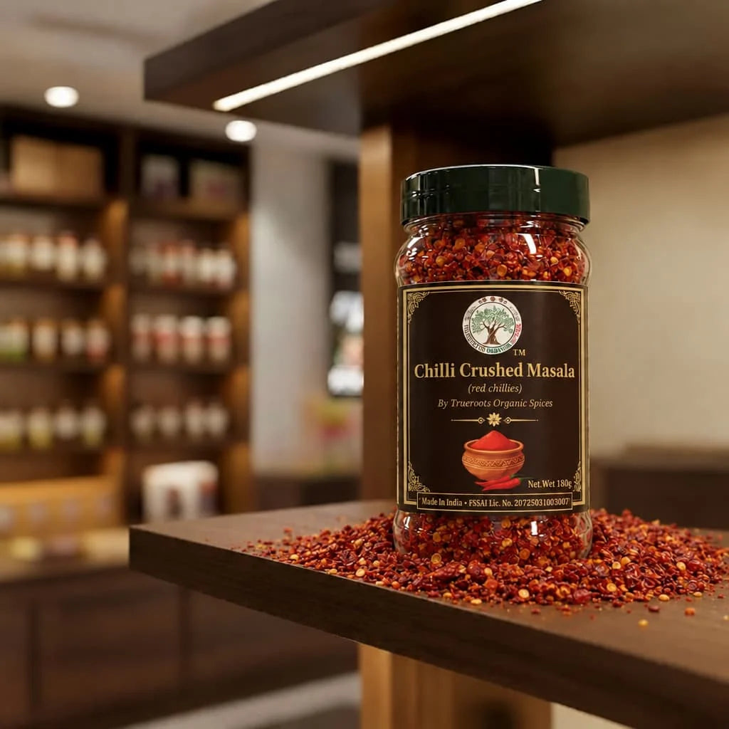 Trueroots Organic Spices Chilli Crushed Masala Red Chillies Jar