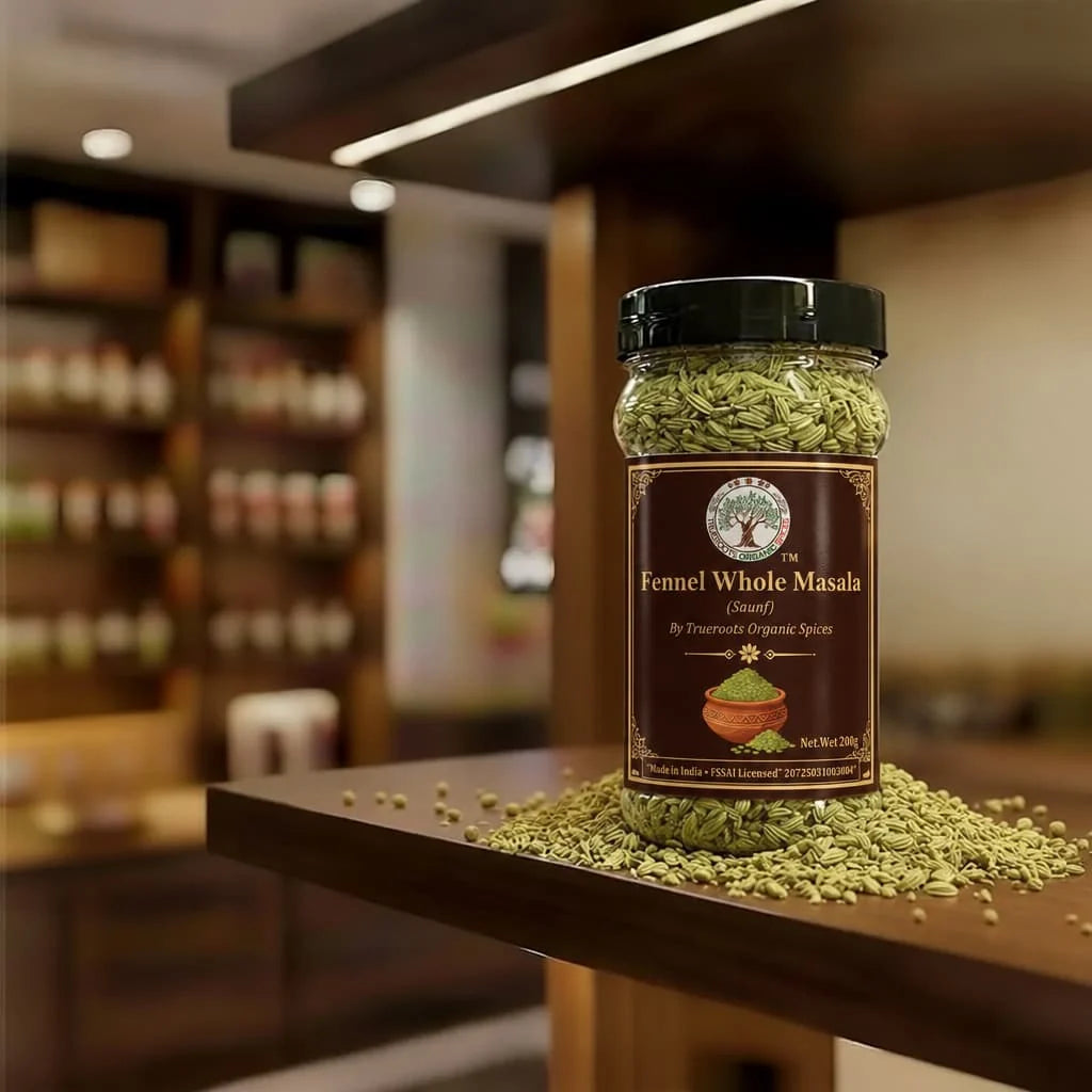 Trueroots Organic Spices Fennel Whole Masala Saunf Jar