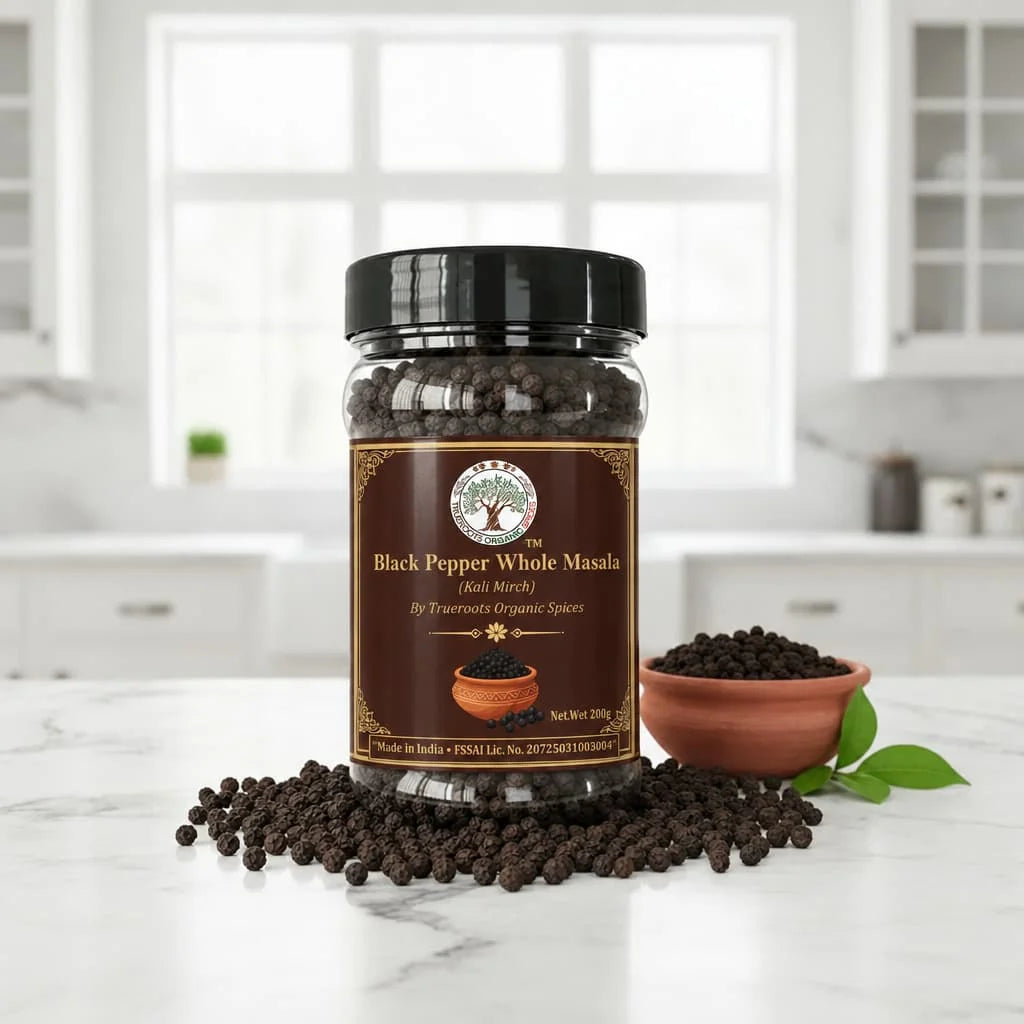 Trueroots Organic Spices Black Pepper Whole Masala Kali Mirch Jar