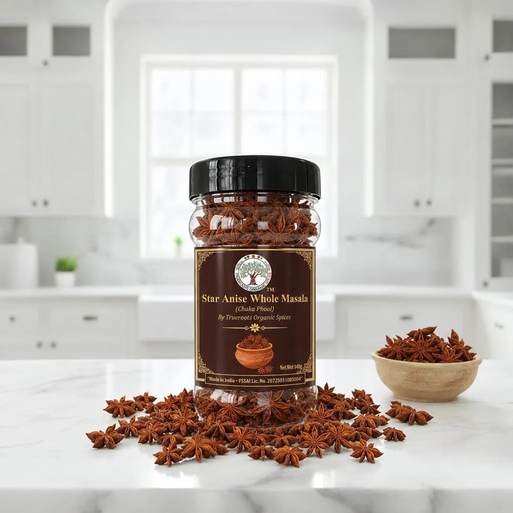 Trueroots Organic Spices Star Anise Whole Masala Chaka Phool Jar 140g