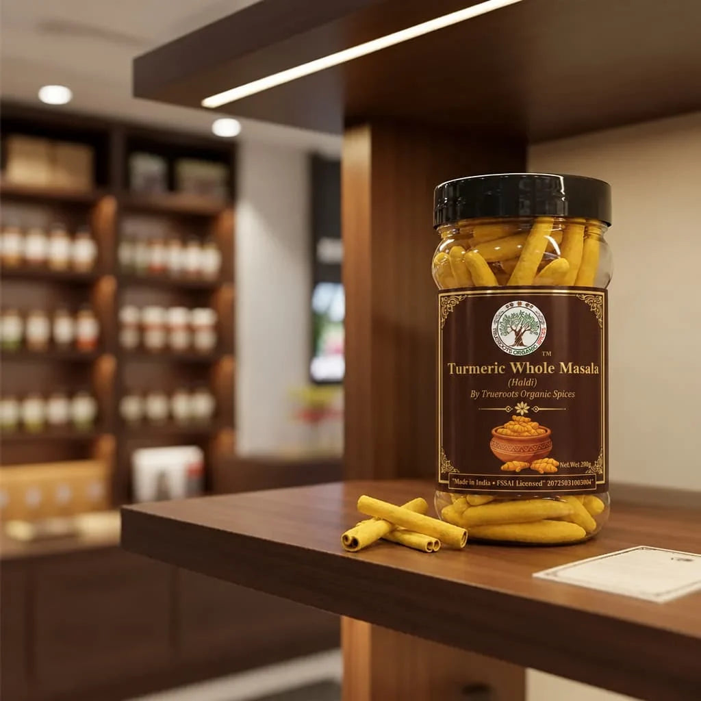 Trueroots Organic Spices Turmeric Whole Masala Haldi Jar