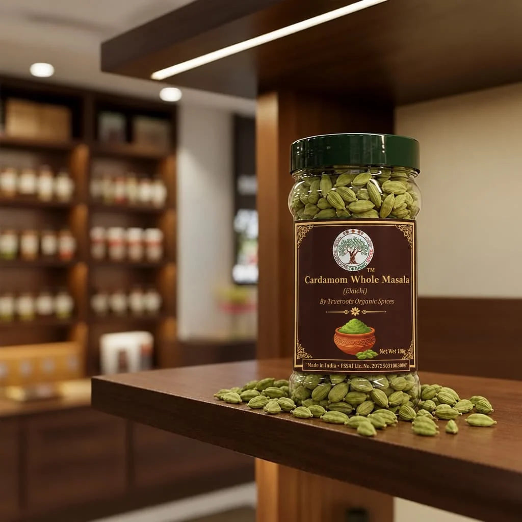 Trueroots Organic Spices Cardamom Whole Masala Elaichi Jar