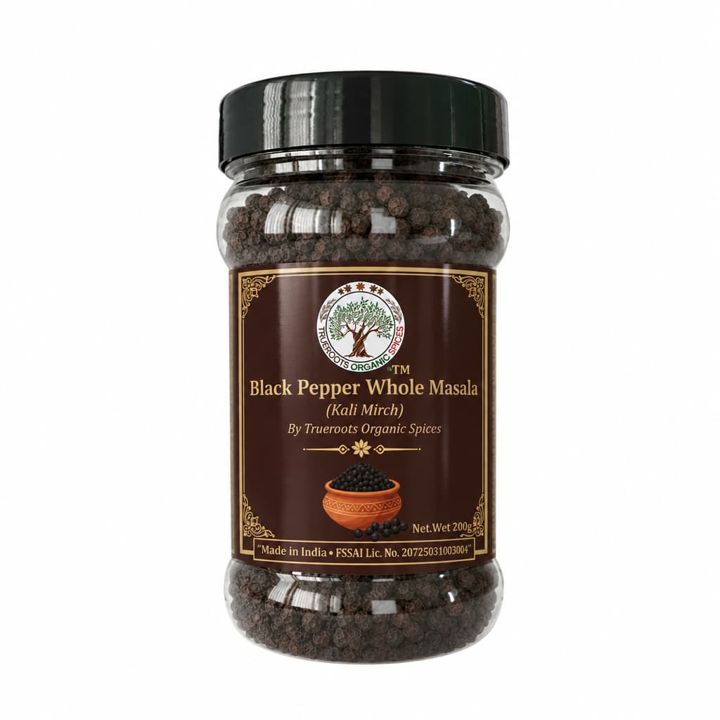 Trueroots Organic Spices Black Pepper Whole Masala Kali Mirch Jar