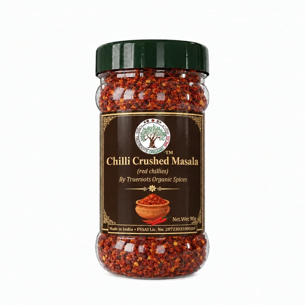 Trueroots Organic Spices Chilli Crushed Masala Red Chillies Jar