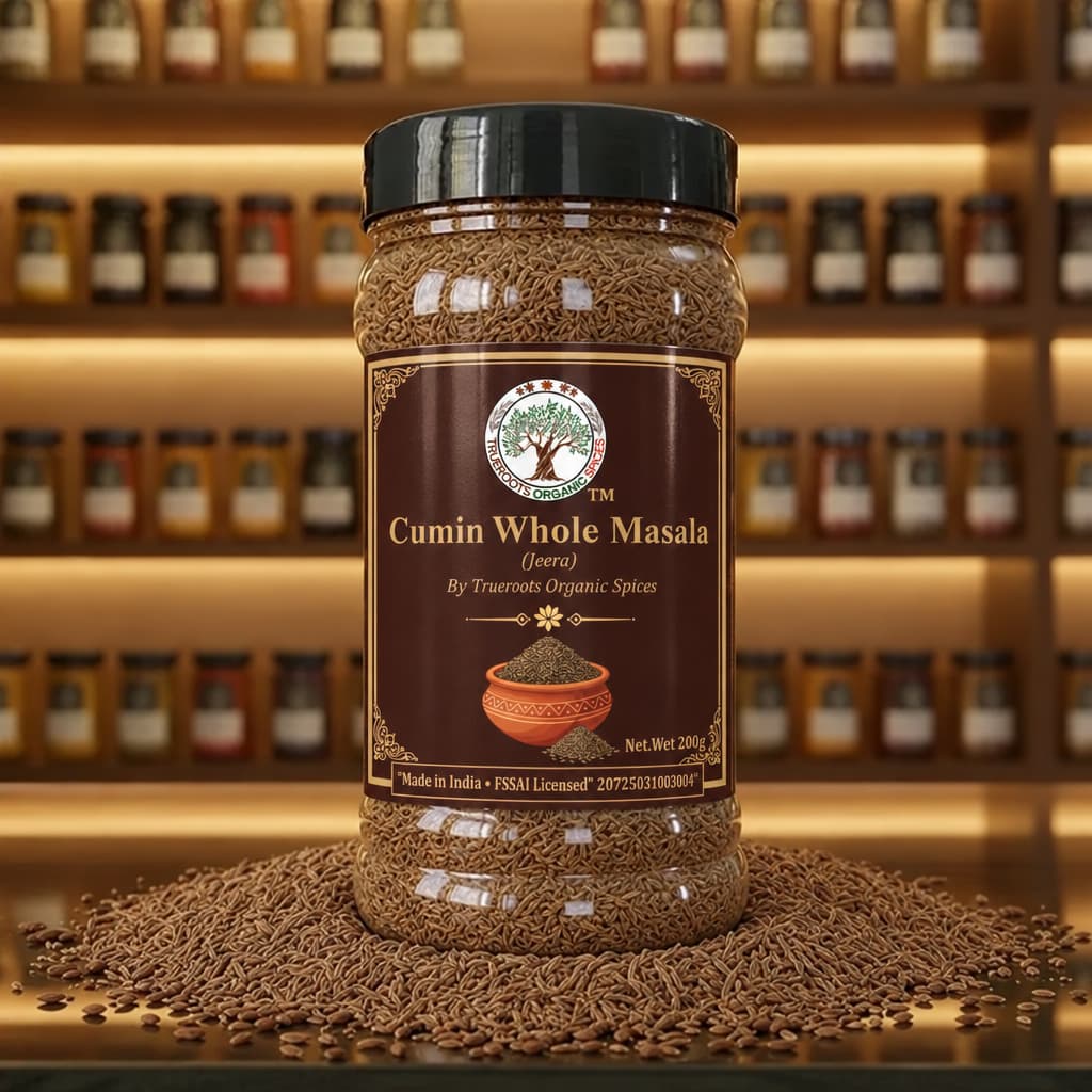 Trueroots Organic Spices Cumin Whole Masala Jeera Jar