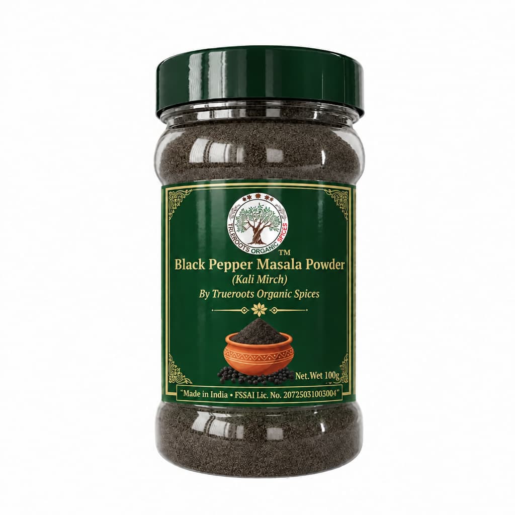 Trueroots Organic Spices Black Pepper Masala Powder Kali Mirch Jar
