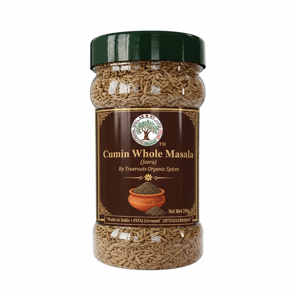 Trueroots Organic Spices Cumin Whole Masala Jeera Jar
