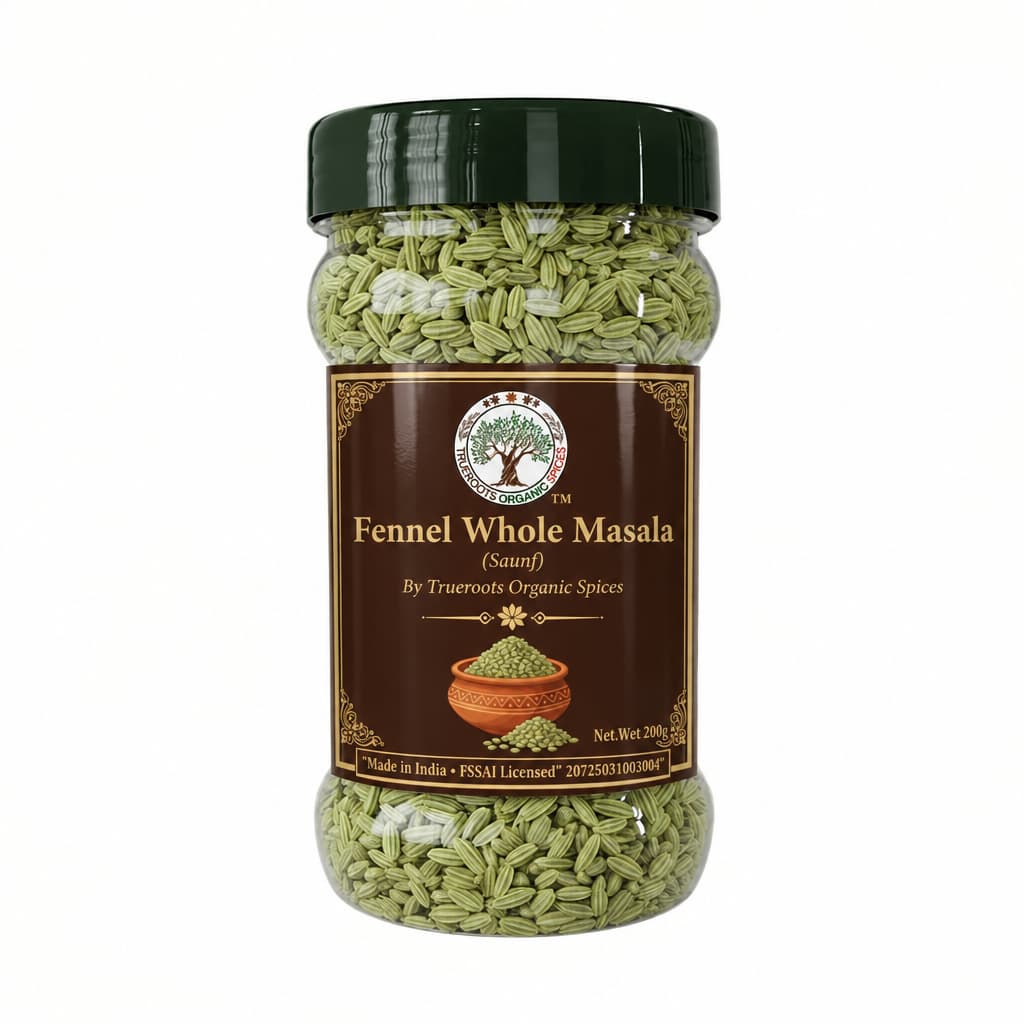Trueroots Organic Spices Fennel Whole Masala Saunf Jar