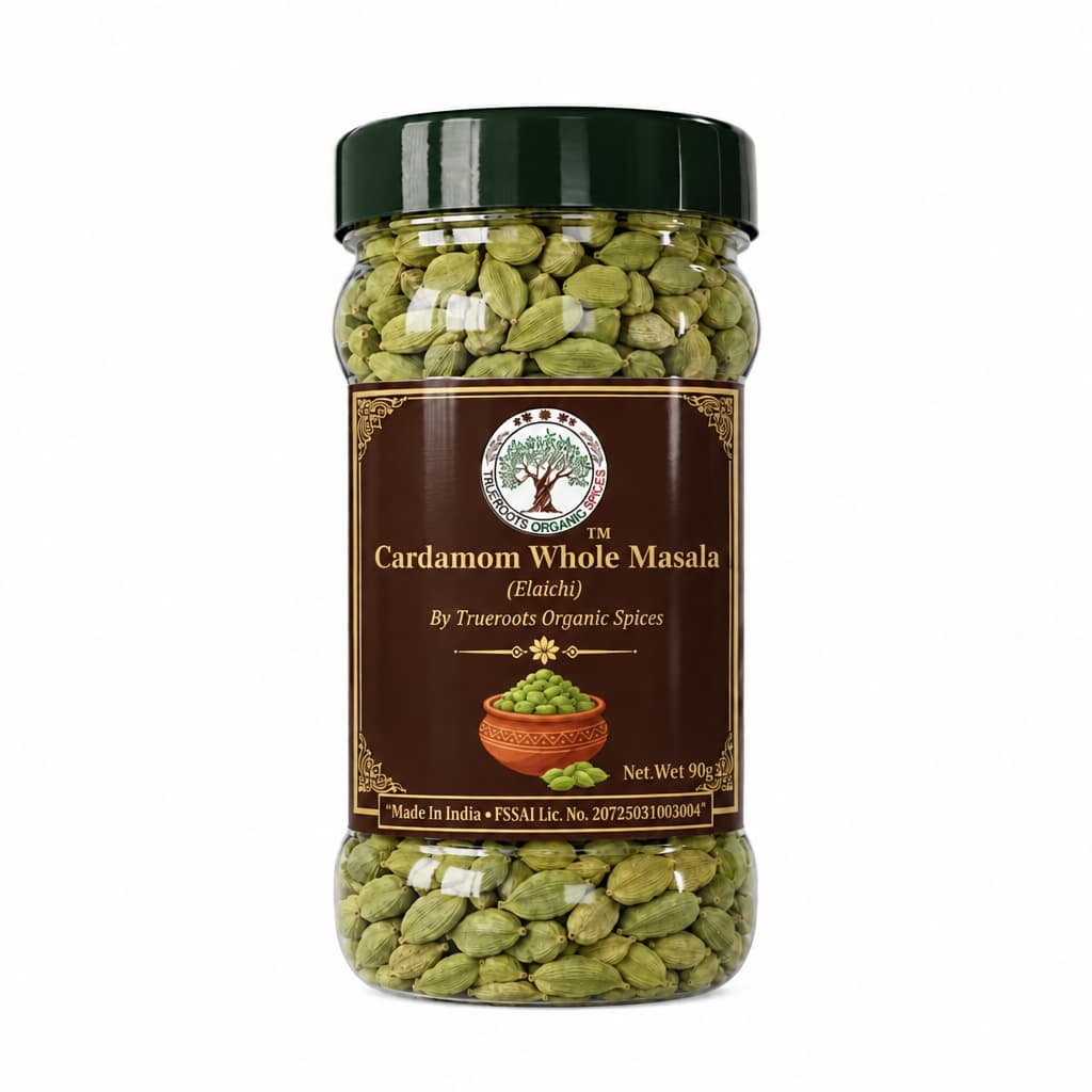 Trueroots Organic Spices Cardamom Whole Masala Elaichi Jar