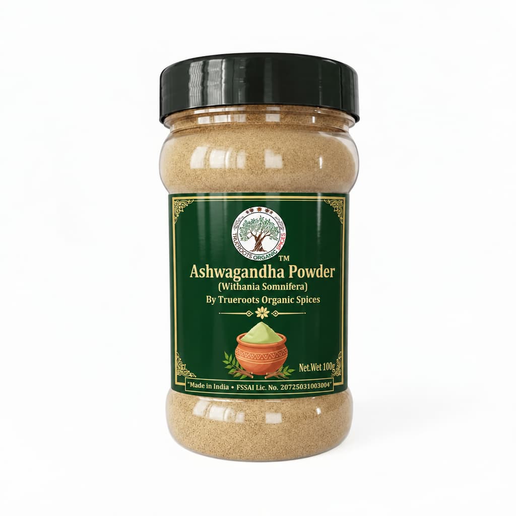 Trueroots Organic Spices Ashwagandha Powder Jar