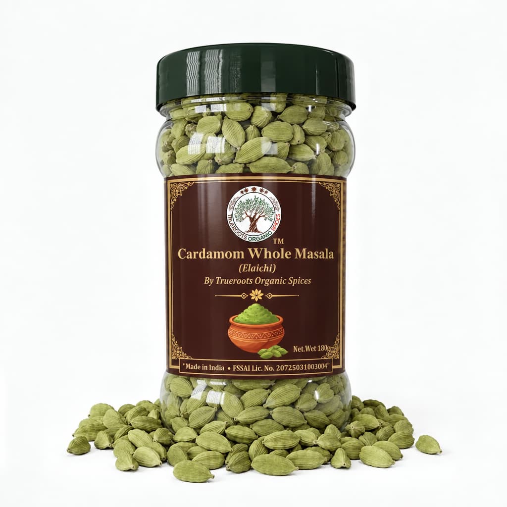 Trueroots Organic Spices Cardamom Whole Masala Elaichi Jar