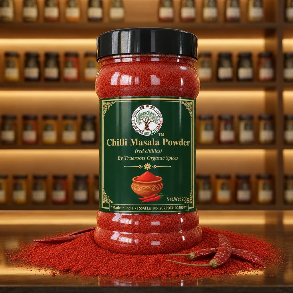 Trueroots Organic Spices Chilli Masala Powder Red Chillies Jar