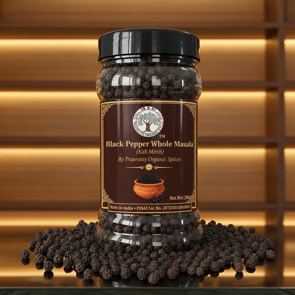Trueroots Organic Spices Black Pepper Whole Masala Kali Mirch Jar