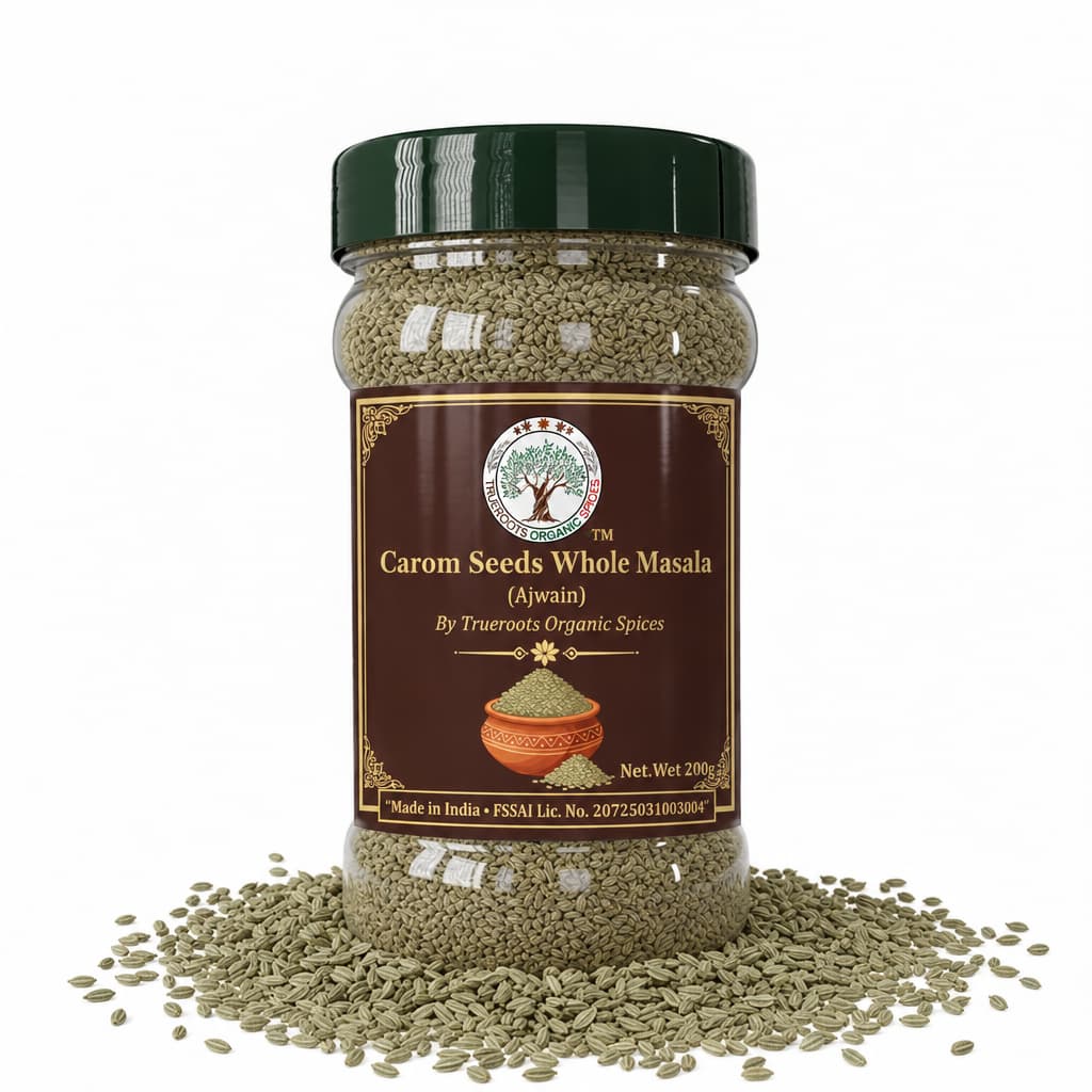 Trueroots Organic Spices Carom Seeds Whole Masala Ajwain Jar