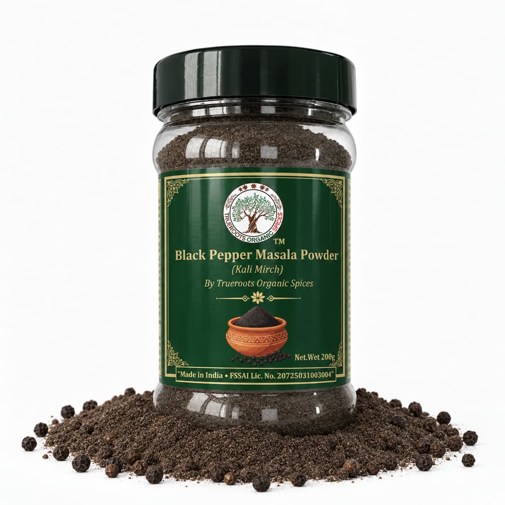 Trueroots Organic Spices Black Pepper Masala Powder Kali Mirch Jar