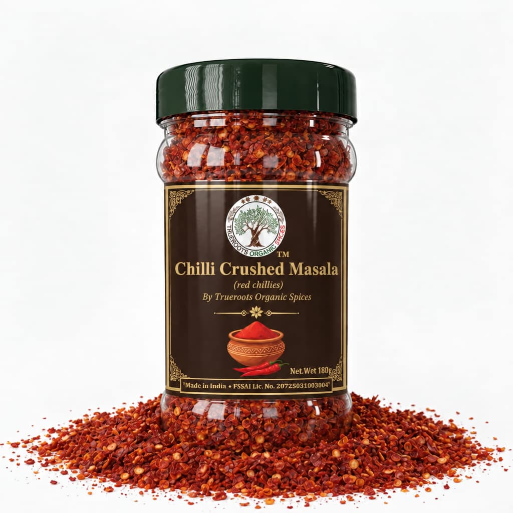 Trueroots Organic Spices Chilli Crushed Masala Red Chillies Jar