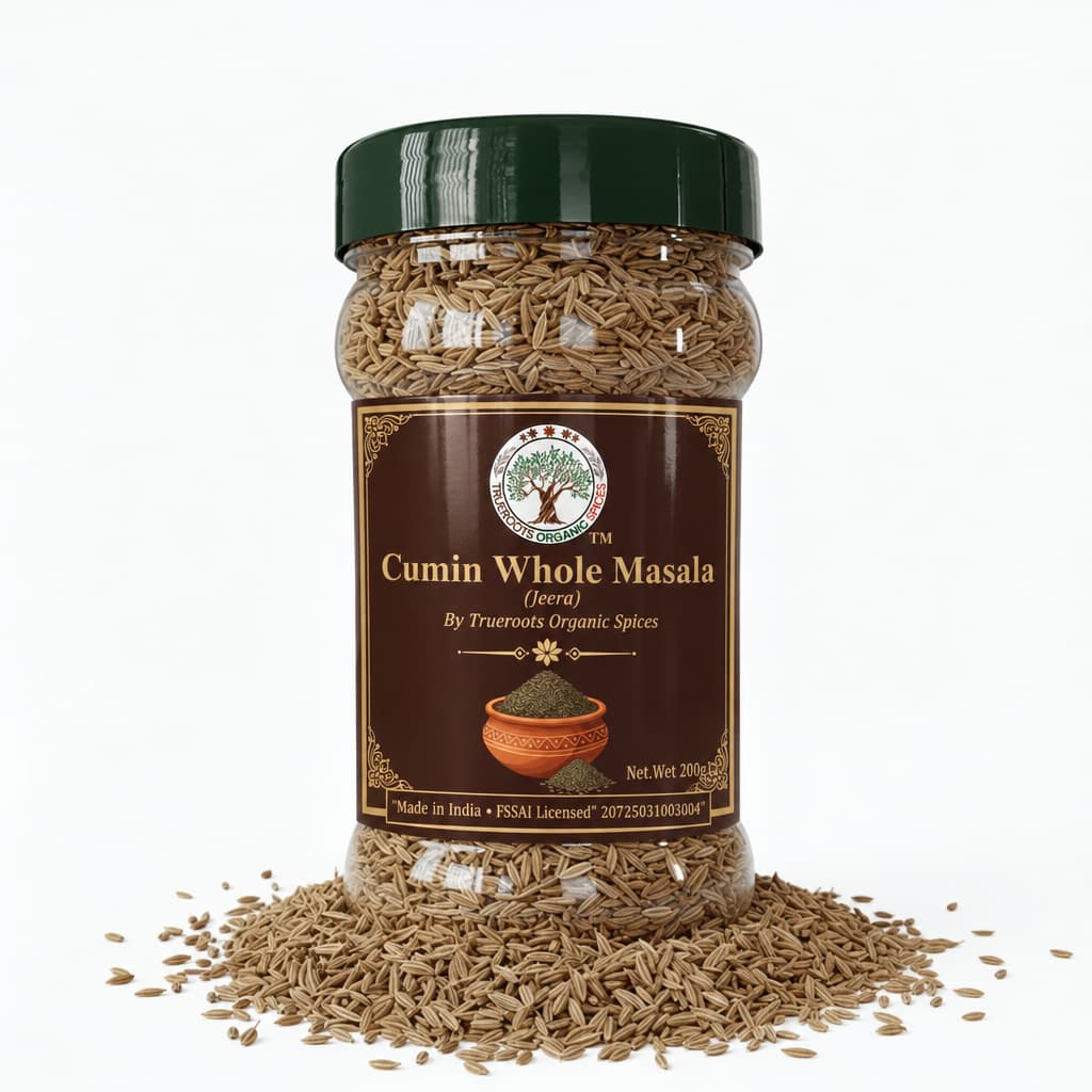 Trueroots Organic Spices Cumin Whole Masala Jeera Jar