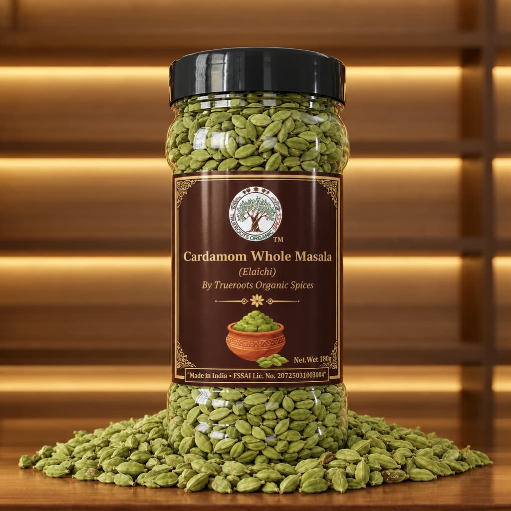 Trueroots Organic Spices Cardamom Whole Masala Elaichi Jar