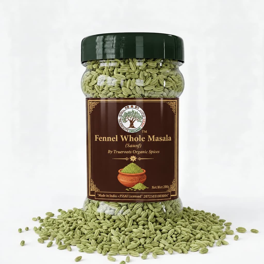 Trueroots Organic Spices Fennel Whole Masala Saunf Jar