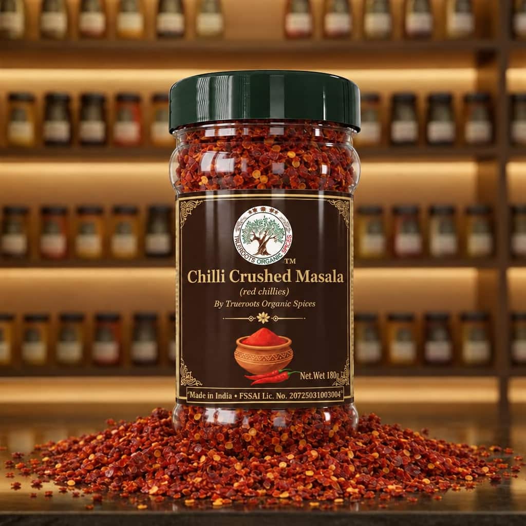 Trueroots Organic Spices Chilli Crushed Masala Red Chillies Jar