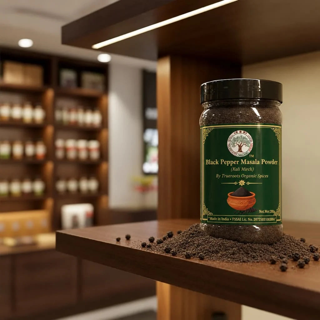 Trueroots Organic Spices Black Pepper Masala Powder Kali Mirch Jar
