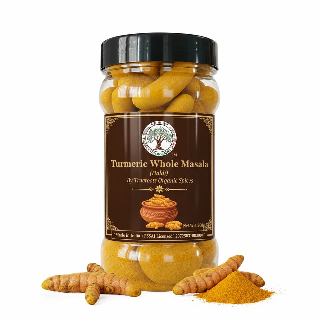 Trueroots Organic Spices Turmeric Whole Masala Haldi Jar