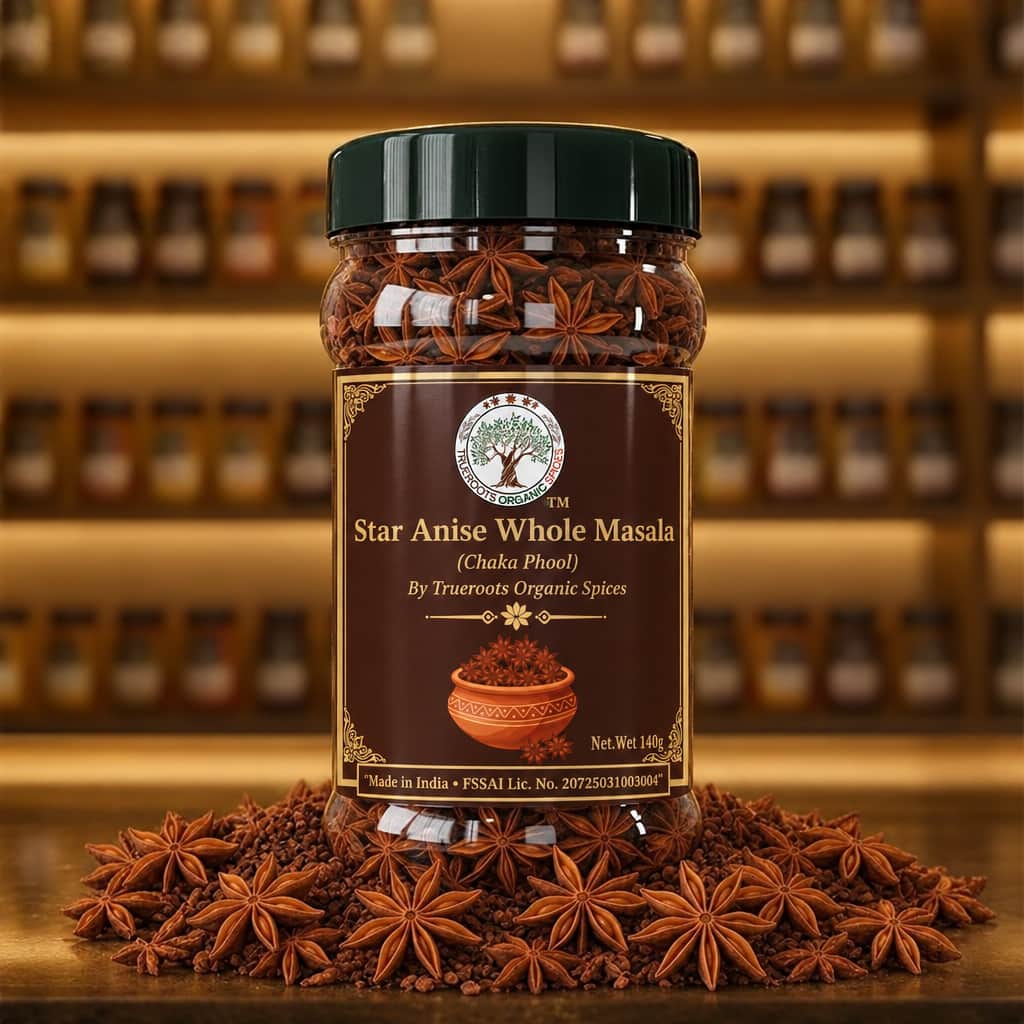 Trueroots Organic Spices Star Anise Whole Masala Chaka Phool Jar 140g