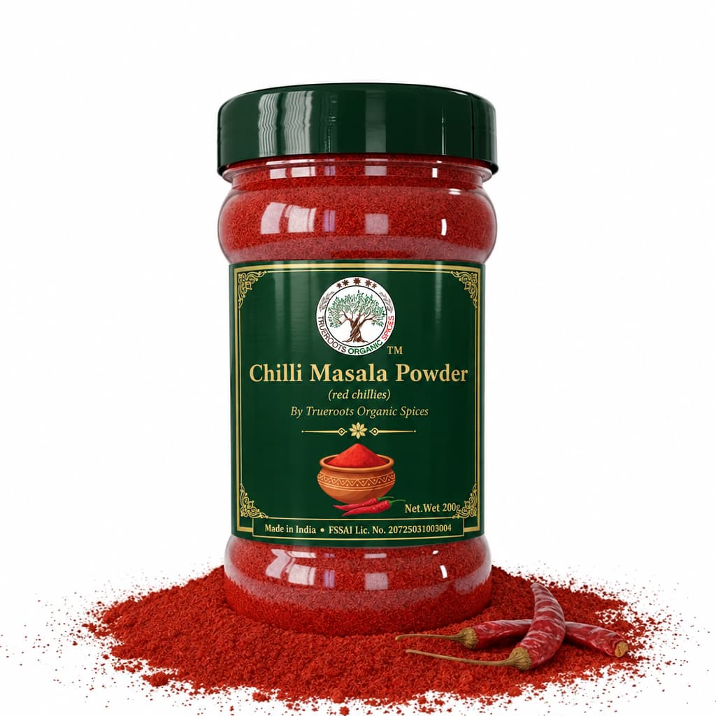 Trueroots Organic Spices Chilli Masala Powder Red Chillies Jar