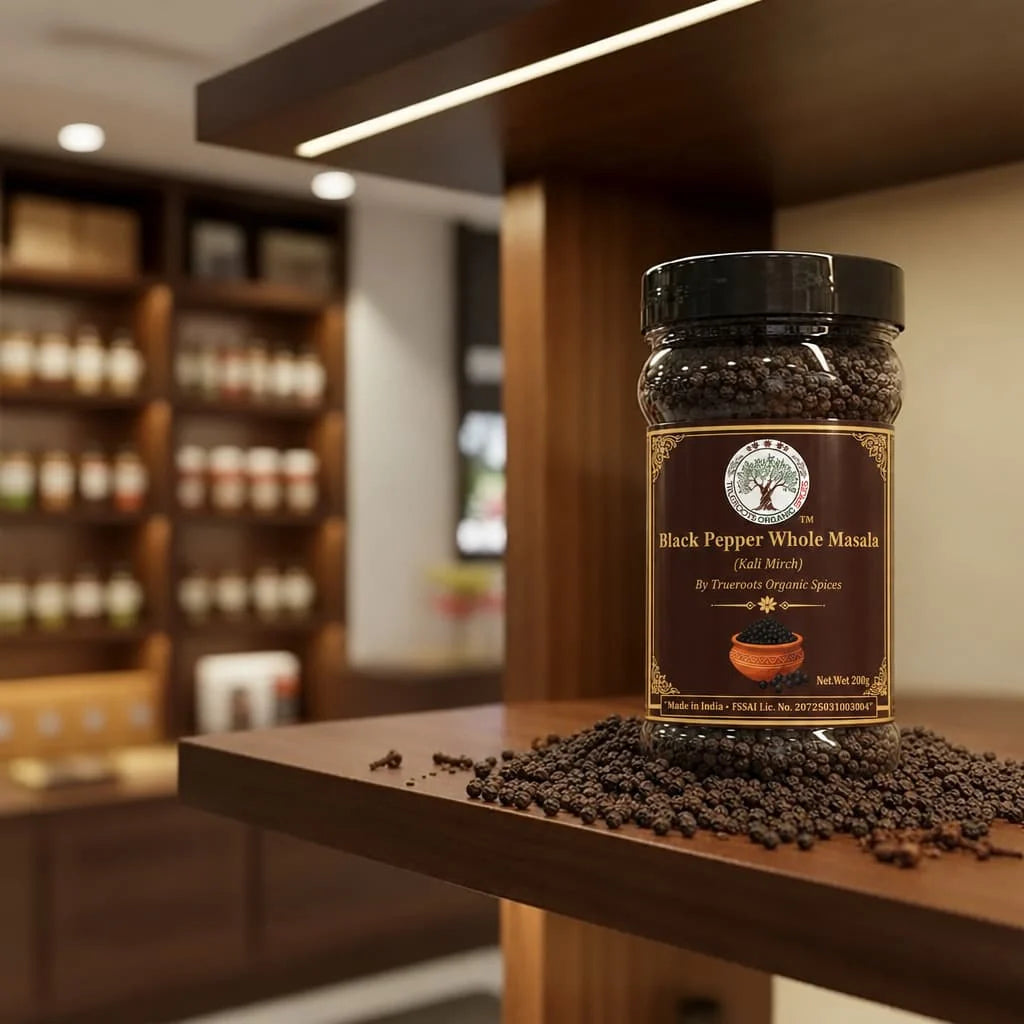 Trueroots Organic Spices Black Pepper Whole Masala Kali Mirch Jar