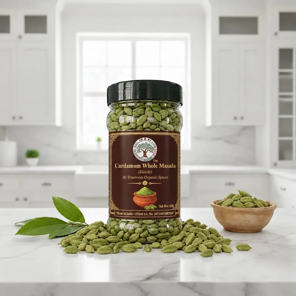Trueroots Organic Spices Cardamom Whole Masala Elaichi Jar