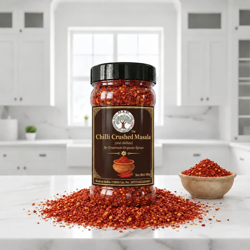 Trueroots Organic Spices Chilli Crushed Masala Red Chillies Jar