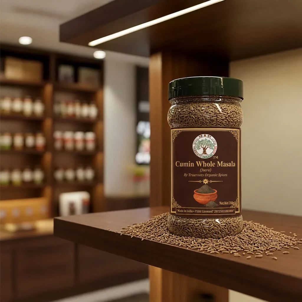 Trueroots Organic Spices Cumin Whole Masala Jeera Jar